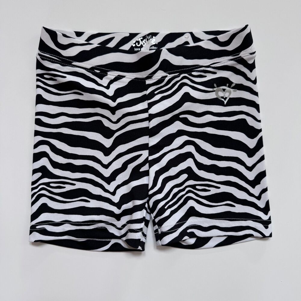 justice girl size 7 shorts spandex biker zebra